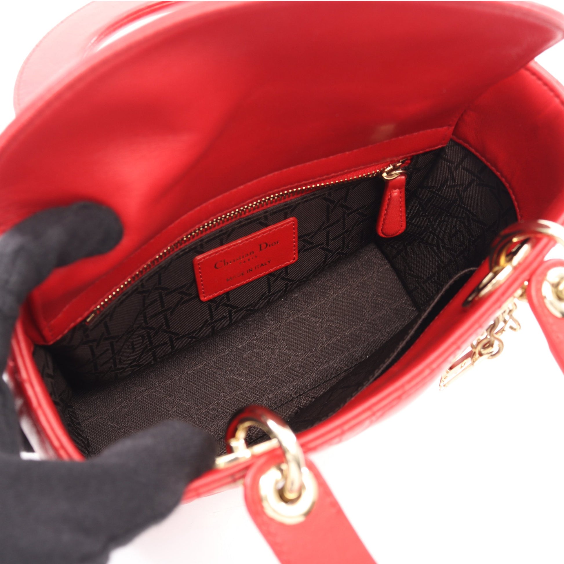 LADY DIOR MY ABCDIOR レディディオール スモール カナージュ 2WAY ハンドバッグ レザー レッド クリスチャンディオール バッグ Christian Dior