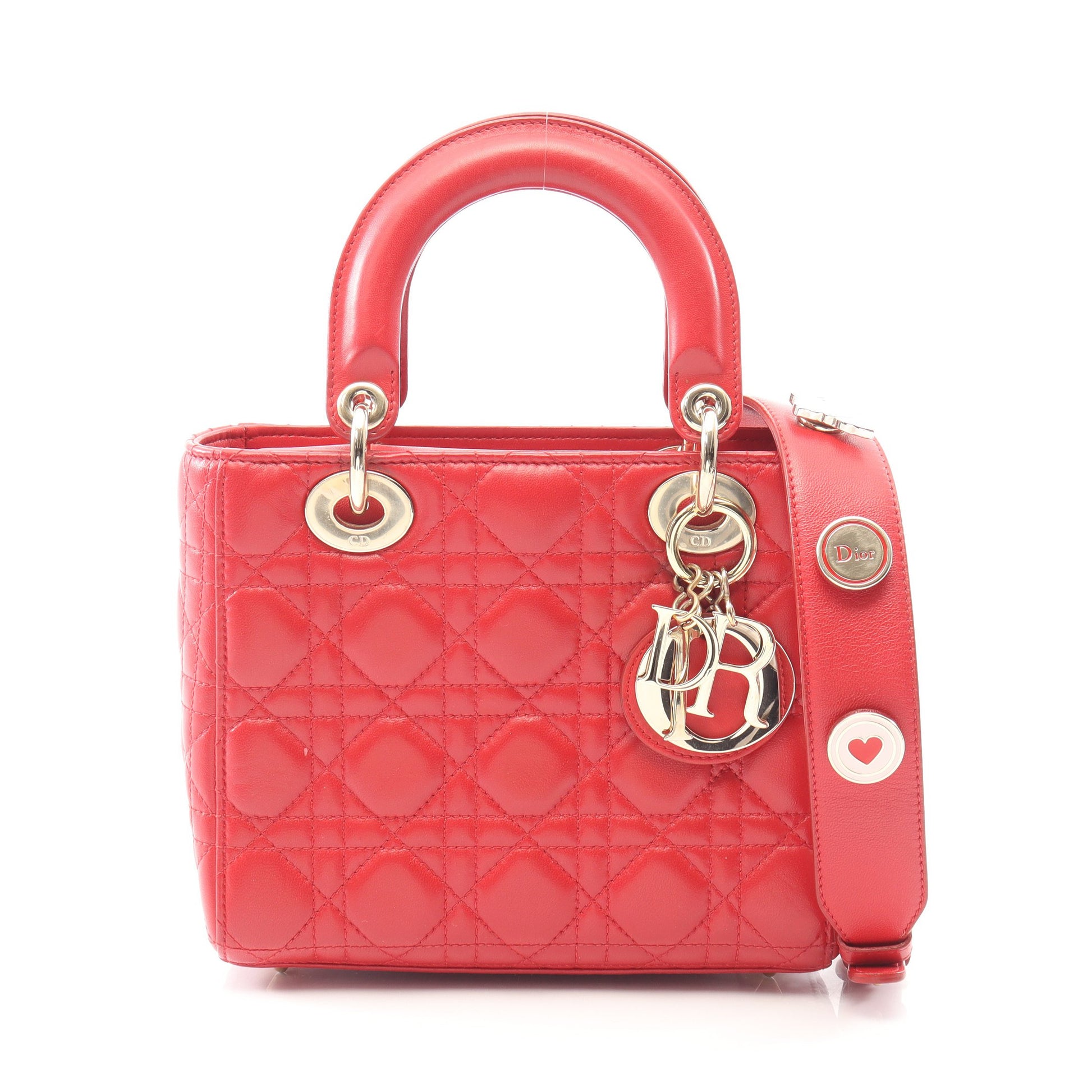 LADY DIOR MY ABCDIOR レディディオール スモール カナージュ 2WAY ハンドバッグ レザー レッド クリスチャンディオール バッグ Christian Dior