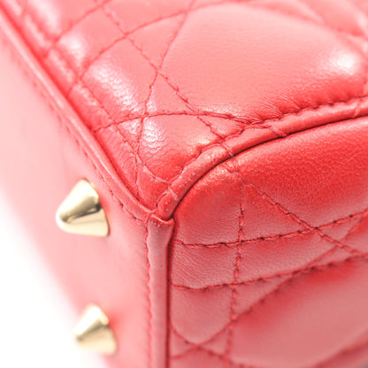LADY DIOR MY ABCDIOR レディディオール スモール カナージュ 2WAY ハンドバッグ レザー レッド クリスチャンディオール バッグ Christian Dior