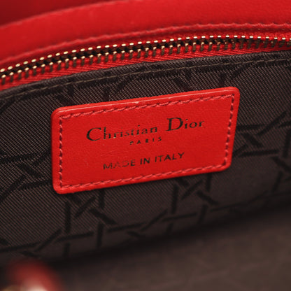 LADY DIOR MY ABCDIOR レディディオール スモール カナージュ 2WAY ハンドバッグ レザー レッド クリスチャンディオール バッグ Christian Dior