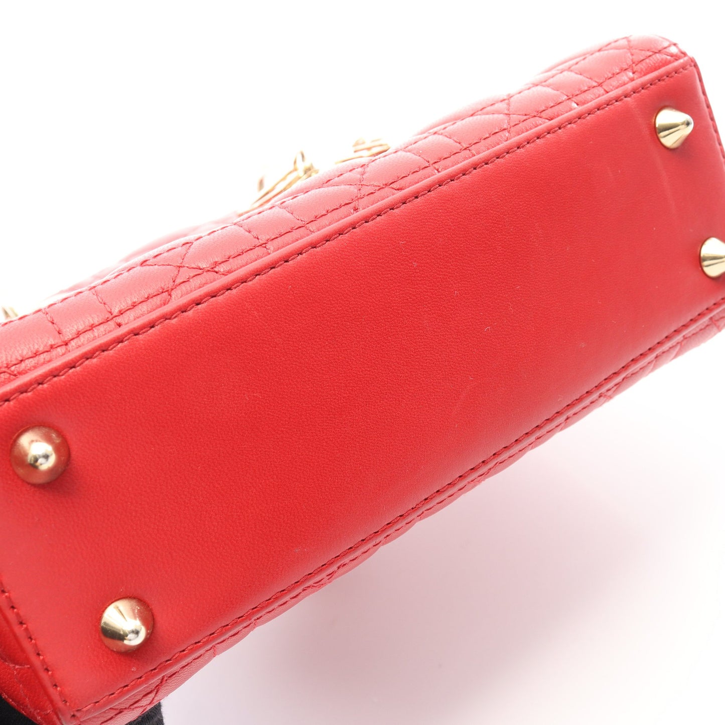 LADY DIOR MY ABCDIOR レディディオール スモール カナージュ 2WAY ハンドバッグ レザー レッド クリスチャンディオール バッグ Christian Dior