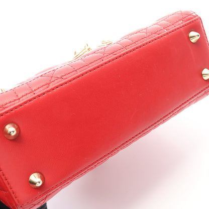 LADY DIOR MY ABCDIOR レディディオール スモール カナージュ 2WAY ハンドバッグ レザー レッド クリスチャンディオール バッグ Christian Dior