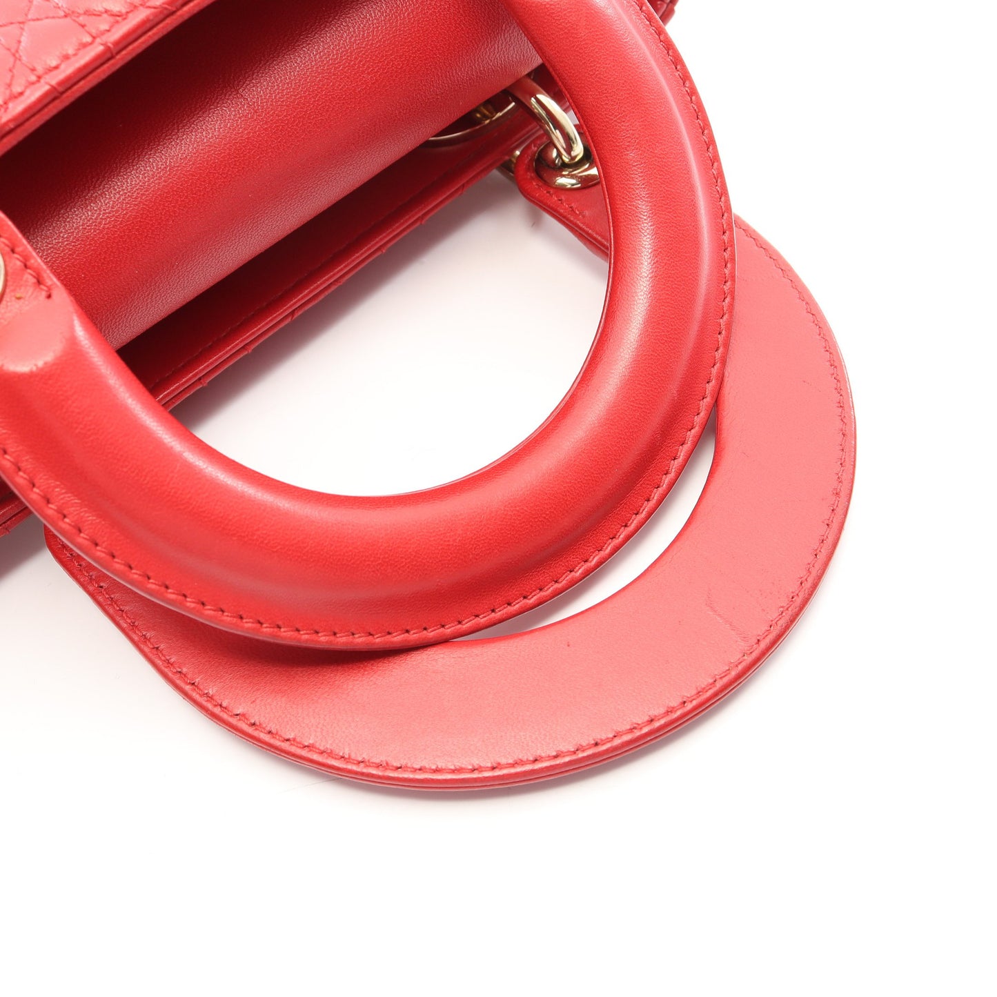 LADY DIOR MY ABCDIOR レディディオール スモール カナージュ 2WAY ハンドバッグ レザー レッド クリスチャンディオール バッグ Christian Dior