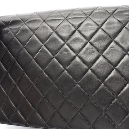 マトラッセ シングルフラップ プッシュロック チェーンショルダーバッグ ラムスキン ブラック ゴールド金具 シャネル バッグ CHANEL