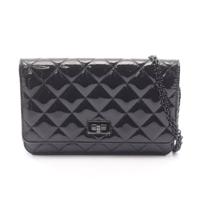 2.55 マトラッセ チェーンウォレット エナメルレザー ブラック シルバー金具 シャネル バッグ CHANEL