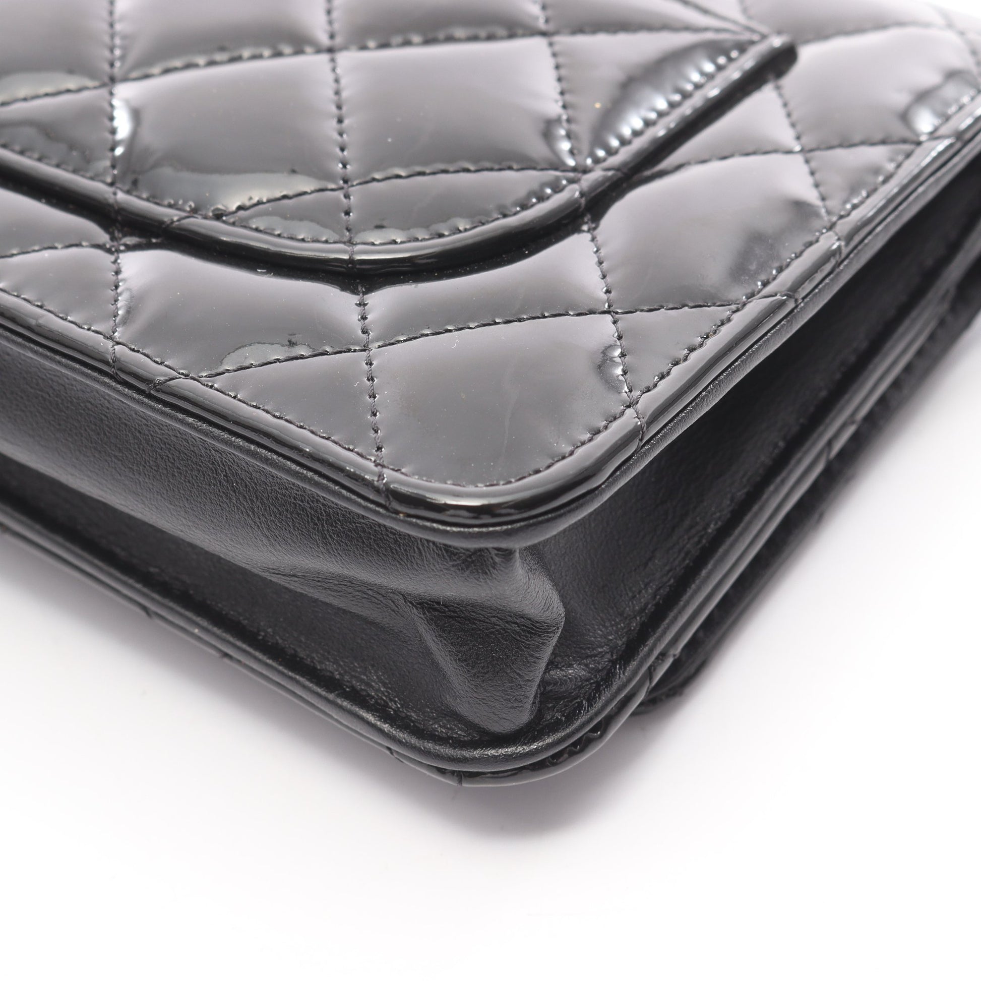 2.55 マトラッセ チェーンウォレット エナメルレザー ブラック シルバー金具 シャネル バッグ CHANEL
