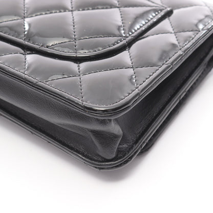 2.55 マトラッセ チェーンウォレット エナメルレザー ブラック シルバー金具 シャネル バッグ CHANEL