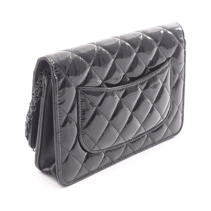 2.55 マトラッセ チェーンウォレット エナメルレザー ブラック シルバー金具 シャネル バッグ CHANEL