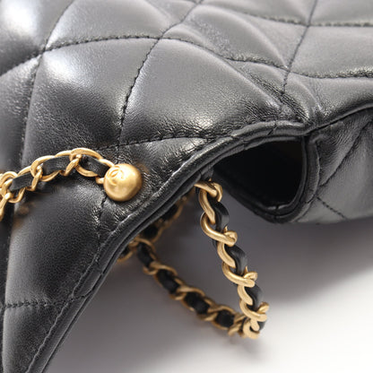 マトラッセ ミニフラップバッグ チェーンショルダーバッグ ラムスキン ブラック ゴールド金具 シャネル バッグ CHANEL