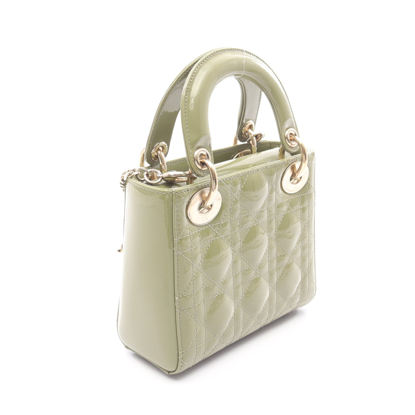 レディディオール ミニ カナージュ 2WAY ハンドバッグ エナメルレザー カーキグリーン クリスチャンディオール バッグ Christian Dior