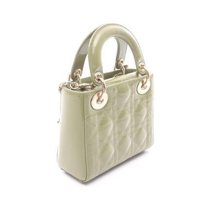 レディディオール ミニ カナージュ 2WAY ハンドバッグ エナメルレザー カーキグリーン クリスチャンディオール バッグ Christian Dior