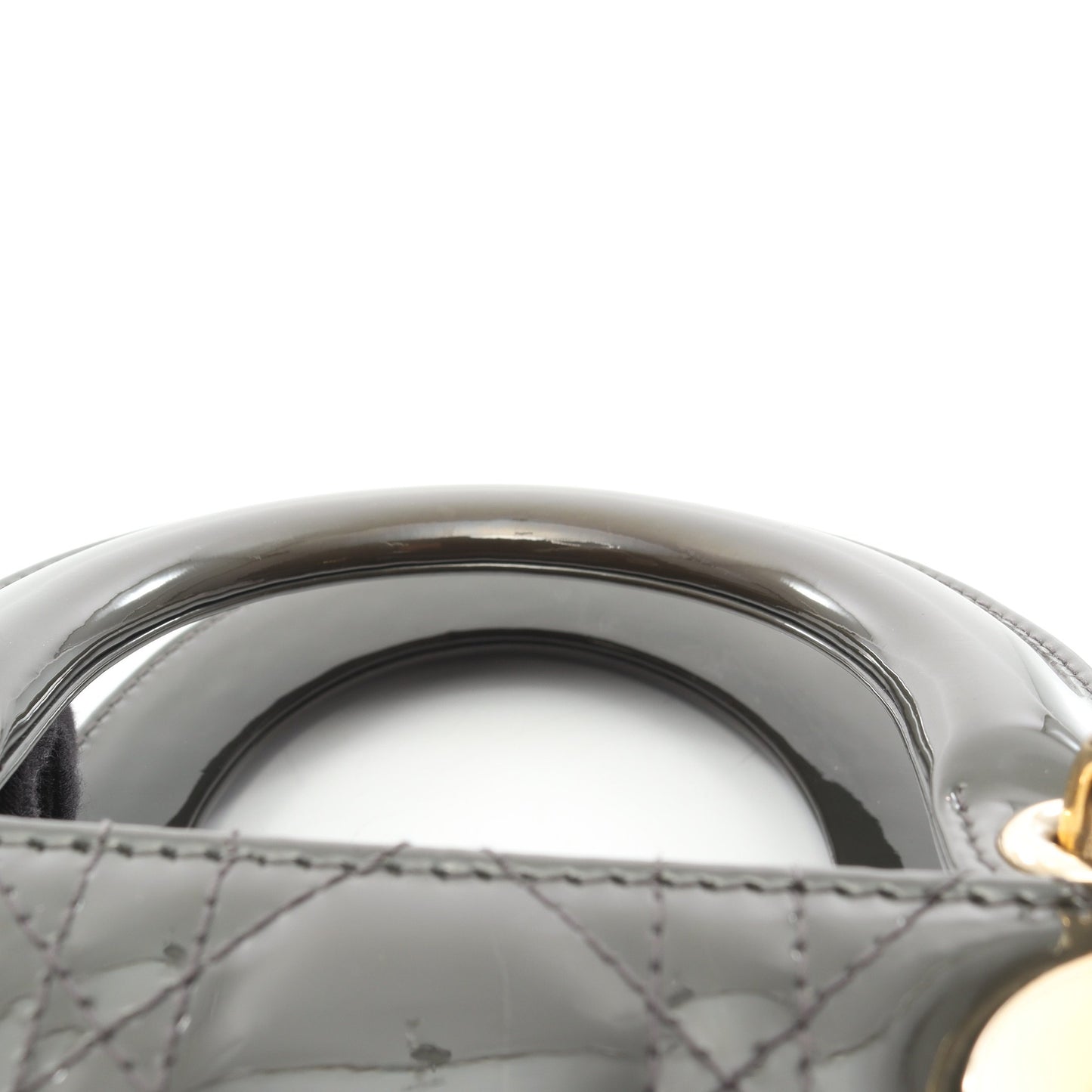レディディオール スモール カナージュ 2WAY ハンドバッグ エナメルレザー グレーグリーン クリスチャンディオール バッグ Christian Dior
