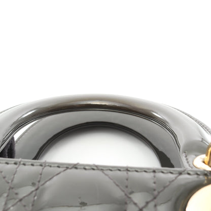 レディディオール スモール カナージュ 2WAY ハンドバッグ エナメルレザー グレーグリーン クリスチャンディオール バッグ Christian Dior