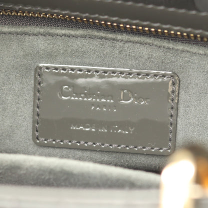 レディディオール スモール カナージュ 2WAY ハンドバッグ エナメルレザー グレーグリーン クリスチャンディオール バッグ Christian Dior