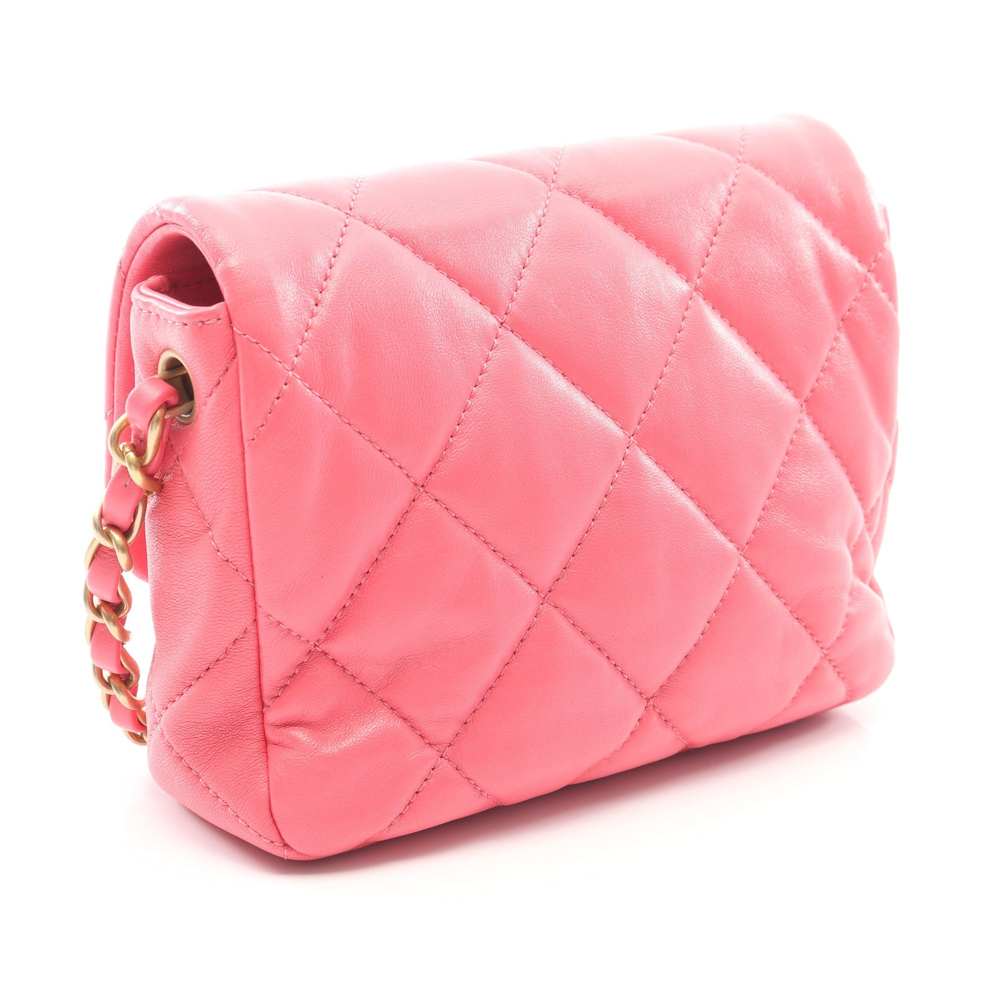 マトラッセ ハートロック チェーンショルダーバッグ ラムスキン ピンク ゴールド金具 シャネル バッグ CHANEL