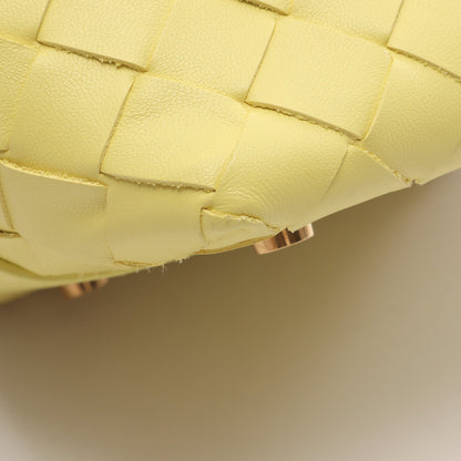 キャンディー ウォレス イントレチャート ハンドバッグ レザー ライトイエロー ボッテガヴェネタ バッグ BOTTEGA VENETA
