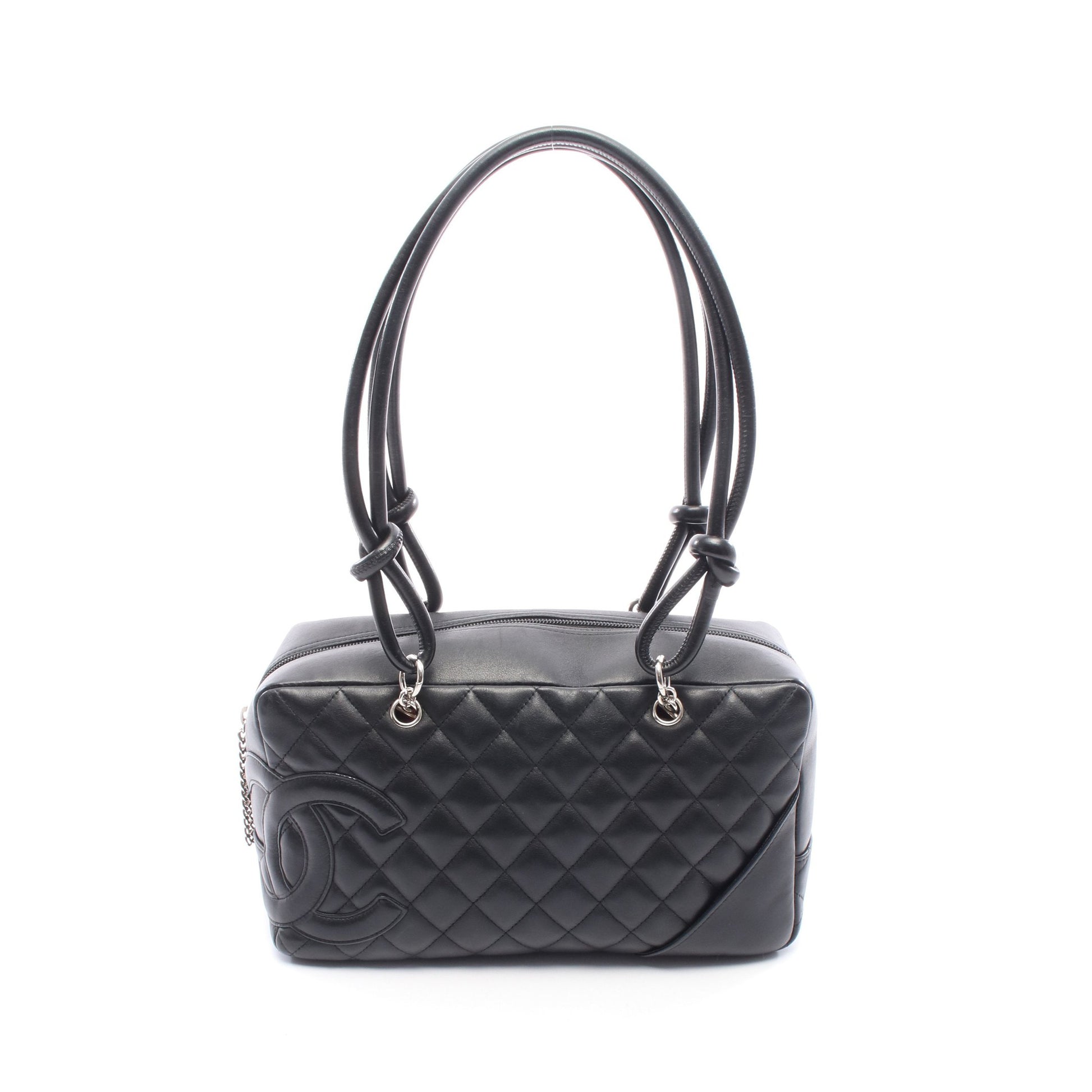 カンボンライン ボーリングバッグ ショルダーバッグ レザー ブラック シルバー金具 シャネル バッグ CHANEL