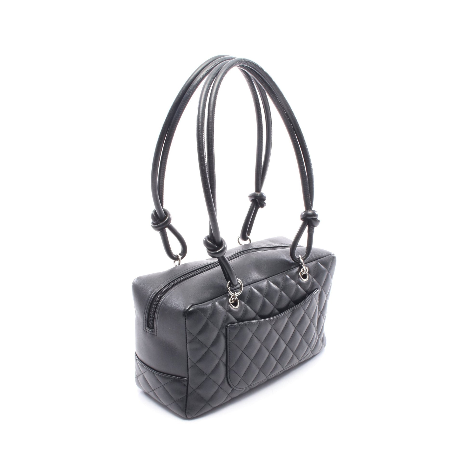 カンボンライン ボーリングバッグ ショルダーバッグ レザー ブラック シルバー金具 シャネル バッグ CHANEL
