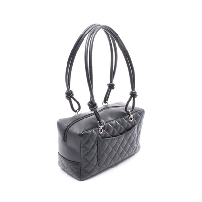 カンボンライン ボーリングバッグ ショルダーバッグ レザー ブラック シルバー金具 シャネル バッグ CHANEL