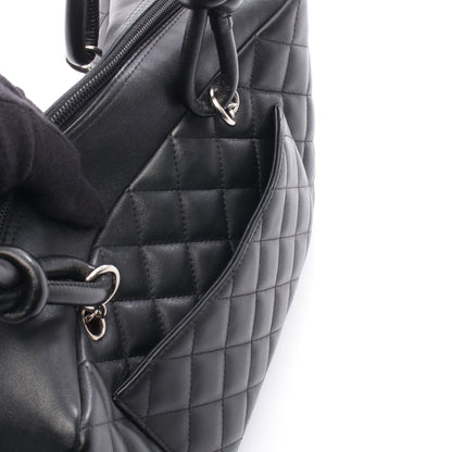カンボンライン ボーリングバッグ ショルダーバッグ レザー ブラック シルバー金具 シャネル バッグ CHANEL