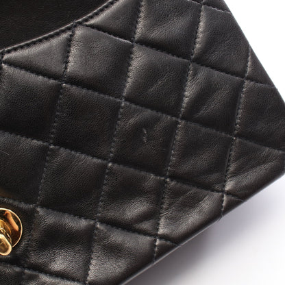 マトラッセ Wフラップ Wチェーンショルダーバッグ ラムスキン ブラック ゴールド金具 シャネル バッグ CHANEL