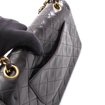 マトラッセ Wフラップ Wチェーンショルダーバッグ ラムスキン ブラック ゴールド金具 シャネル バッグ CHANEL