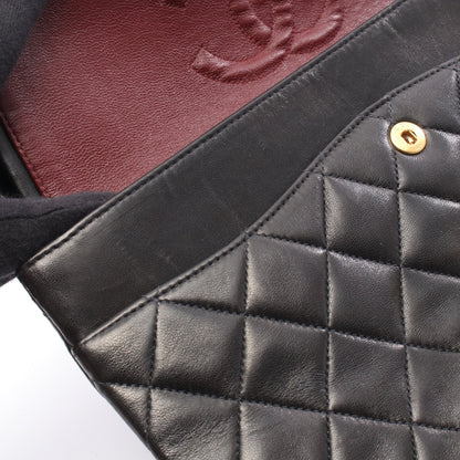 マトラッセ Wフラップ Wチェーンショルダーバッグ ラムスキン ブラック ゴールド金具 シャネル バッグ CHANEL