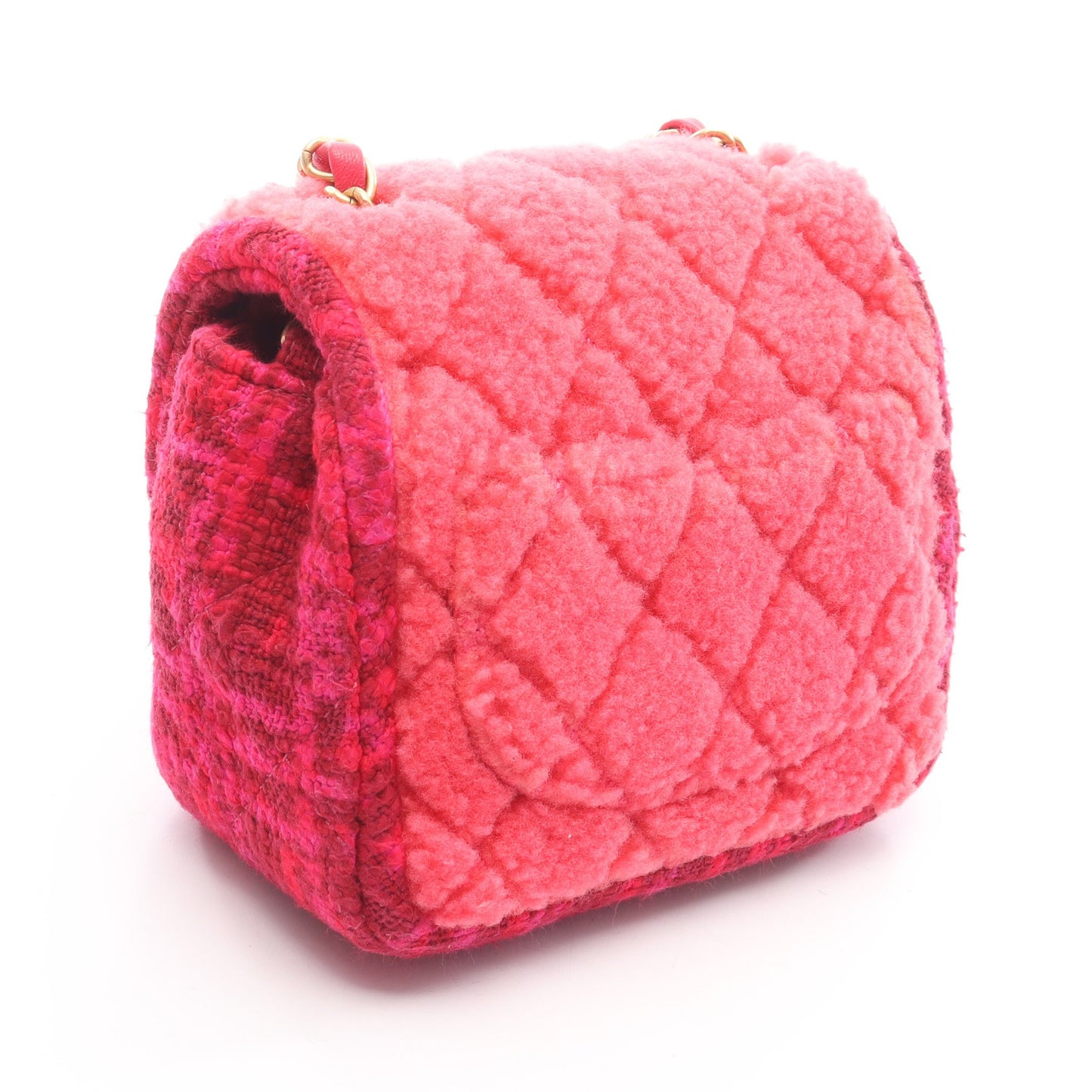 ミニマトラッセ チェーンショルダーバッグ ツイード ボア ピンクパープル ピンク ゴールド金具 シャネル バッグ CHANEL