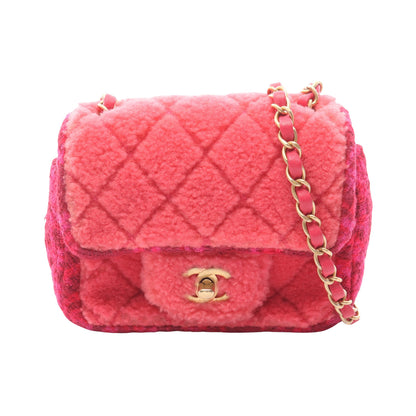 ミニマトラッセ チェーンショルダーバッグ ツイード ボア ピンクパープル ピンク ゴールド金具 シャネル バッグ CHANEL