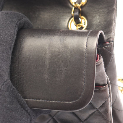 マトラッセ Wフラップ Wチェーンショルダーバッグ ラムスキン ブラック ゴールド金具 シャネル バッグ CHANEL