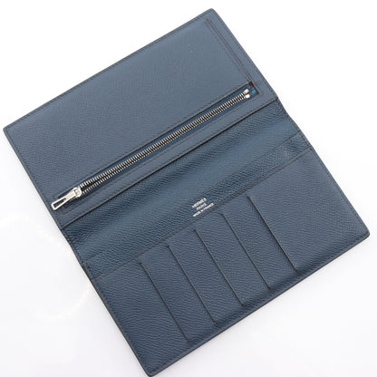 シチズン ツイル ロング シルクイン ブルードプリュス 二つ折り長財布 ヴォーエプソン ネイビー シルバー金具 Y刻印 エルメス 財布・小物 HERMES