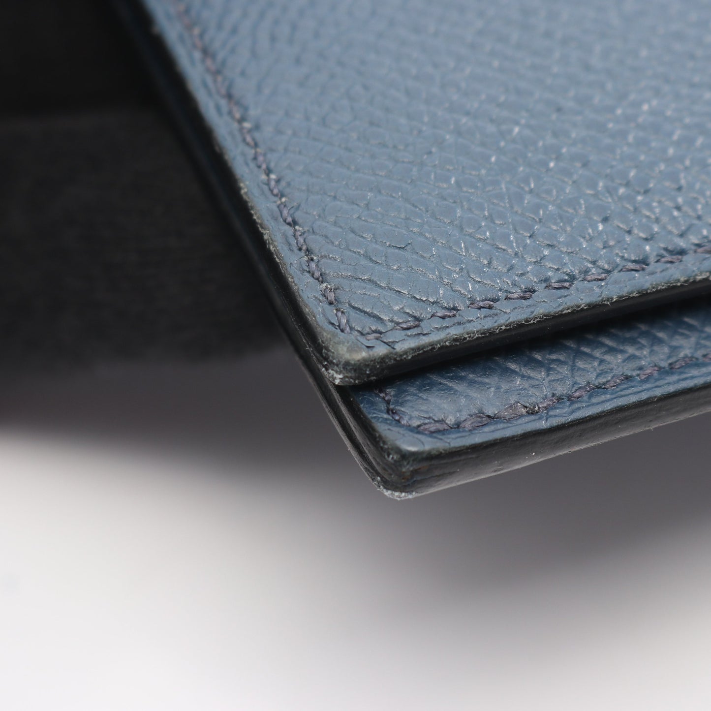 シチズン ツイル ロング シルクイン ブルードプリュス 二つ折り長財布 ヴォーエプソン ネイビー シルバー金具 Y刻印 エルメス 財布・小物 HERMES