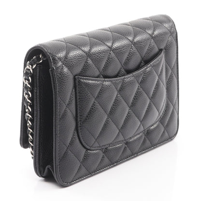 マトラッセ チェーンウォレット キャビアスキン ブラック シルバー金具 シャネル バッグ CHANEL