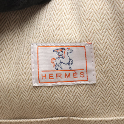 ブリッドアブラックGM カブリオル ハンドバッグ キャンバス ライトベージュ ネイビー シルバー金具 エルメス バッグ HERMES