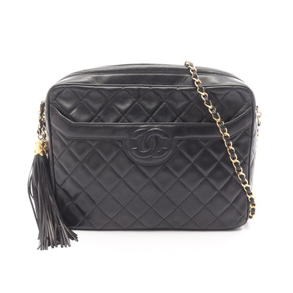 マトラッセ チェーンショルダーバッグ ラムスキン ブラック ゴールド金具 シャネル バッグ CHANEL