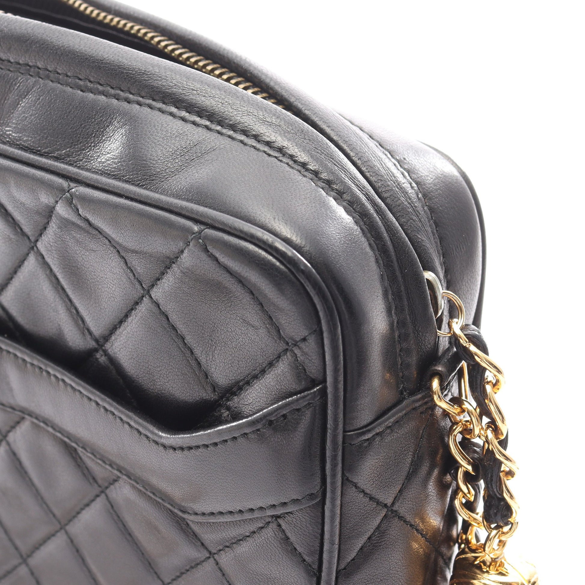 マトラッセ チェーンショルダーバッグ ラムスキン ブラック ゴールド金具 シャネル バッグ CHANEL