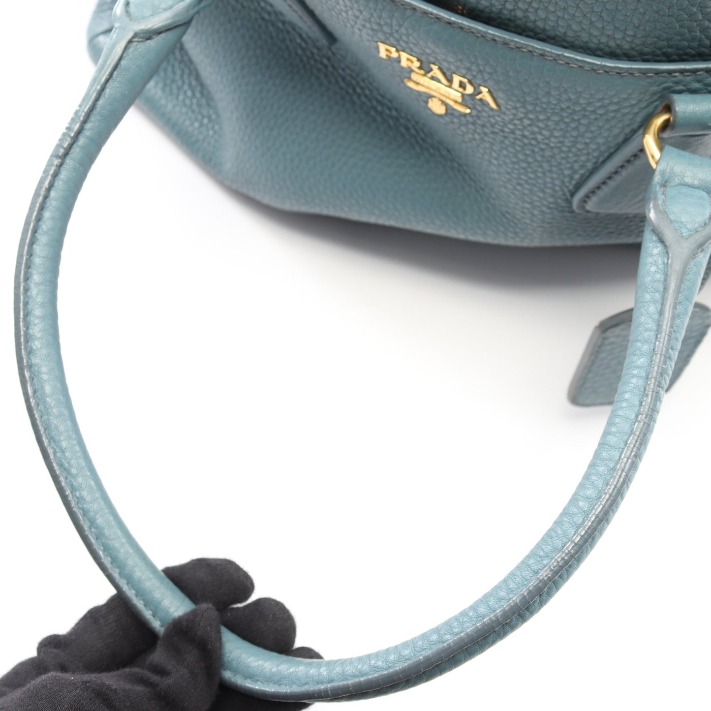 ヴィッテロダイノ 2WAY ハンドバッグ トートバッグ レザー ブルーグリーン プラダ バッグ PRADA