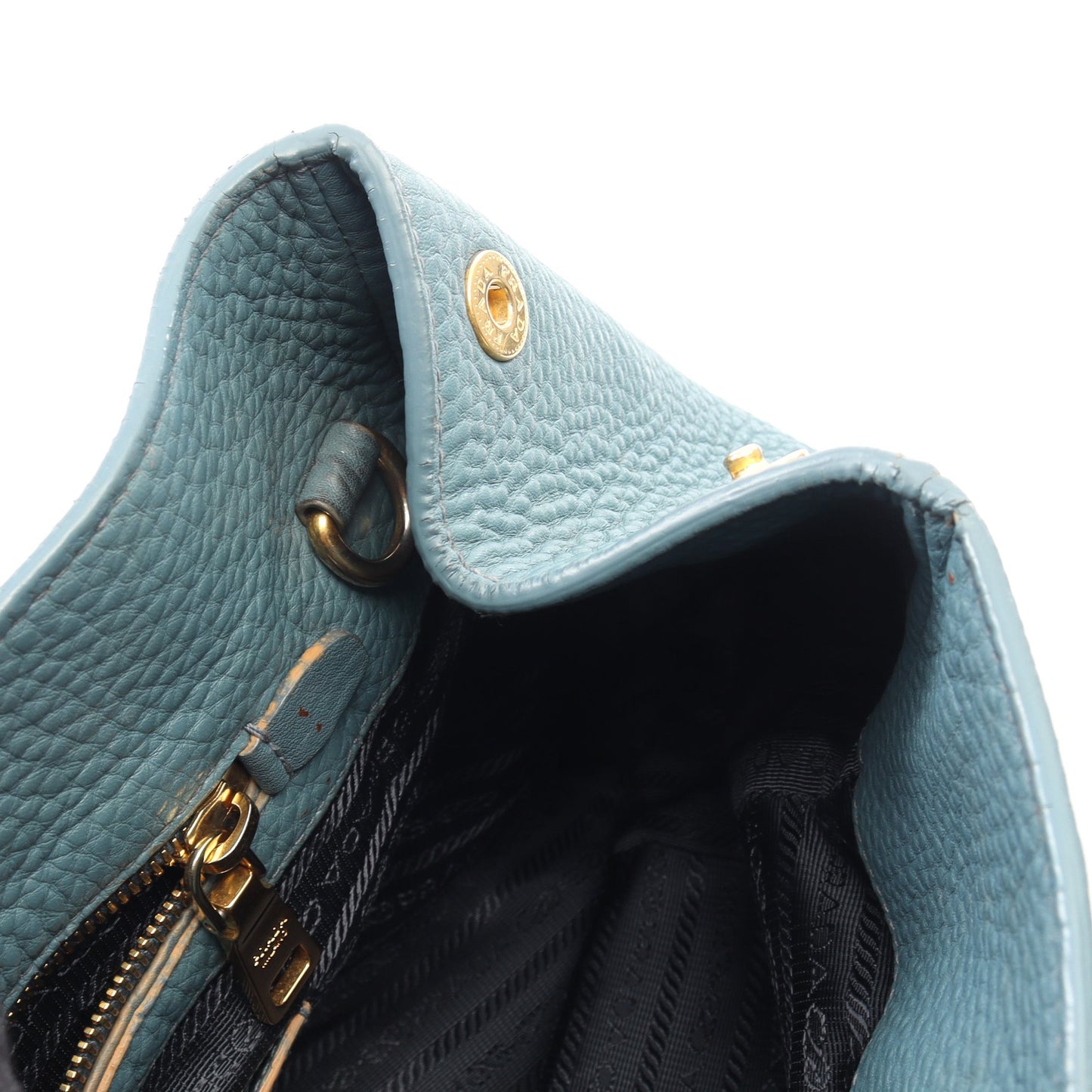 ヴィッテロダイノ 2WAY ハンドバッグ トートバッグ レザー ブルーグリーン プラダ バッグ PRADA
