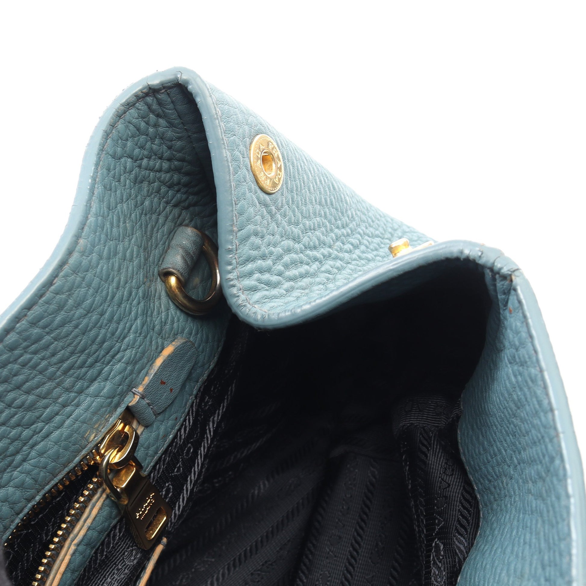 ヴィッテロダイノ 2WAY ハンドバッグ トートバッグ レザー ブルーグリーン プラダ バッグ PRADA