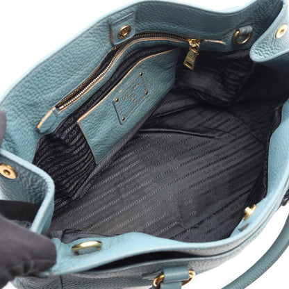 ヴィッテロダイノ 2WAY ハンドバッグ トートバッグ レザー ブルーグリーン プラダ バッグ PRADA