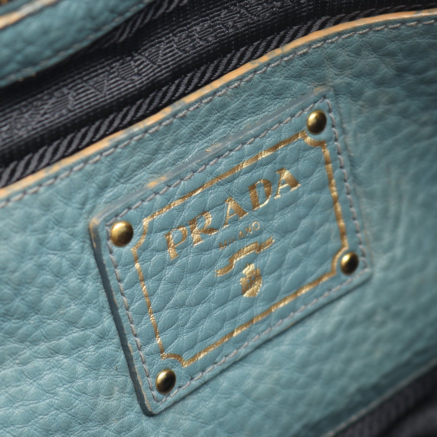 ヴィッテロダイノ 2WAY ハンドバッグ トートバッグ レザー ブルーグリーン プラダ バッグ PRADA