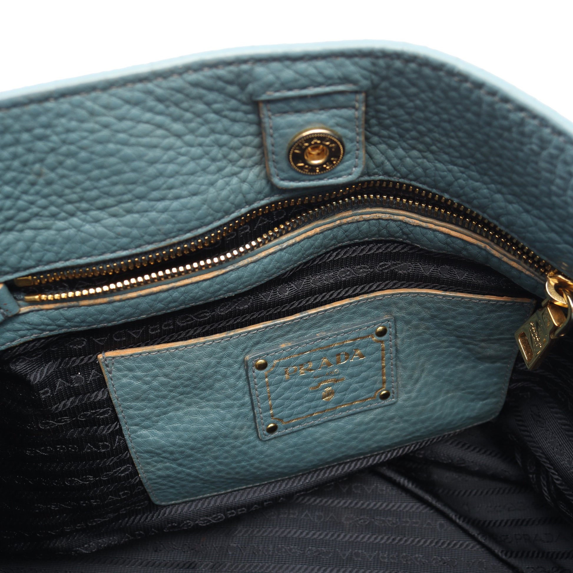 ヴィッテロダイノ 2WAY ハンドバッグ トートバッグ レザー ブルーグリーン プラダ バッグ PRADA