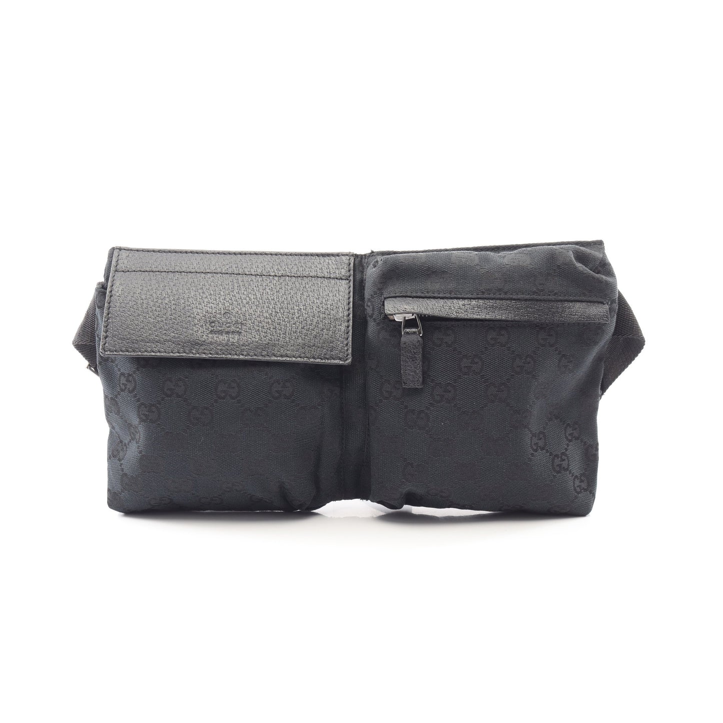 GGキャンバス ボディバッグ ウエストバッグ キャンバス レザー ブラック グッチ バッグ GUCCI
