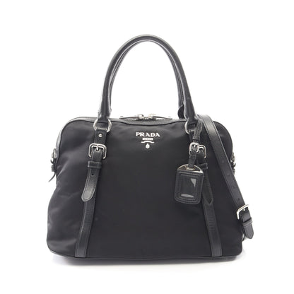 TESSUTO + SOFT CALF 2WAY ハンドバッグ トートバッグ キャンバス レザー ブラック プラダ バッグ PRADA