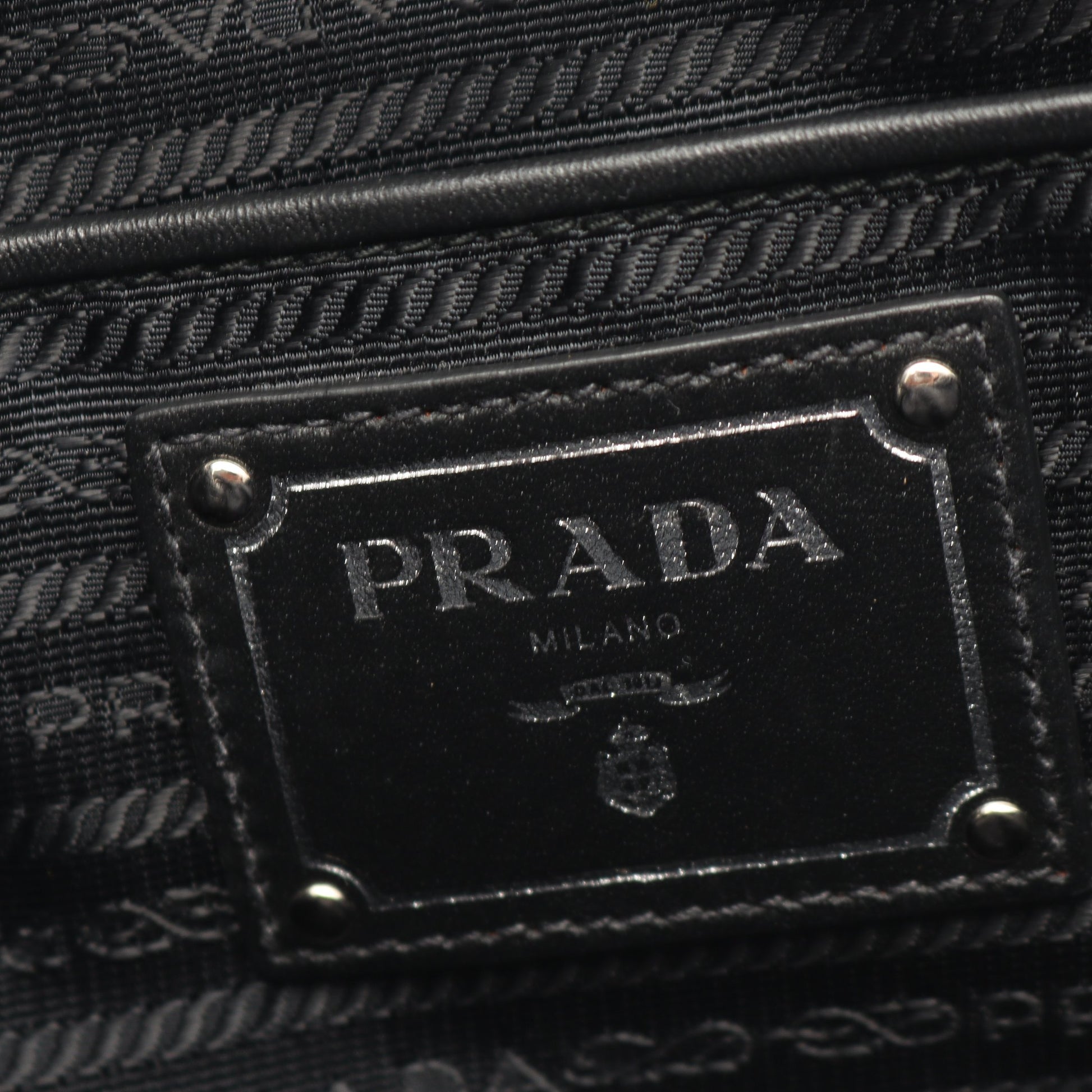 TESSUTO + SOFT CALF 2WAY ハンドバッグ トートバッグ キャンバス レザー ブラック プラダ バッグ PRADA