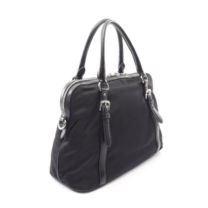 TESSUTO + SOFT CALF 2WAY ハンドバッグ トートバッグ キャンバス レザー ブラック プラダ バッグ PRADA