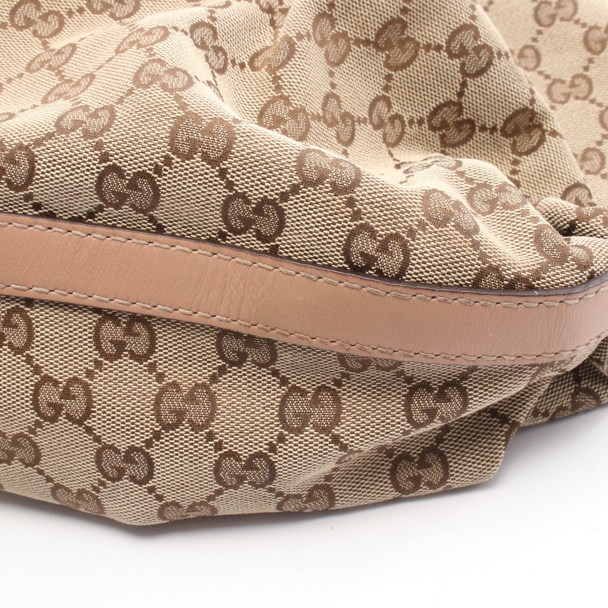 スカーレット ハンドバッグ キャンバス レザー ベージュ ブラウン ピンクベージュ グッチ バッグ GUCCI