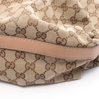 スカーレット ハンドバッグ キャンバス レザー ベージュ ブラウン ピンクベージュ グッチ バッグ GUCCI