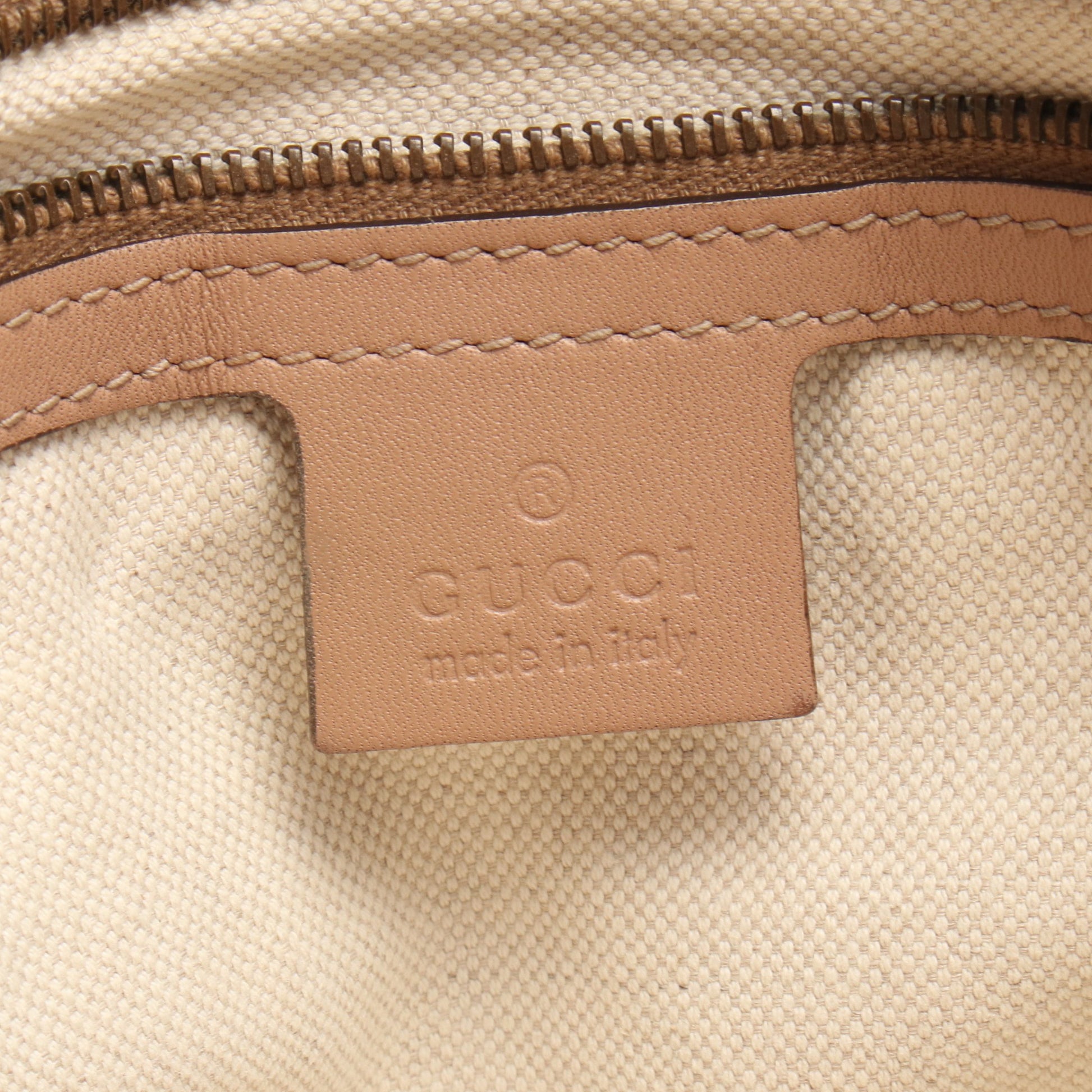 スカーレット ハンドバッグ キャンバス レザー ベージュ ブラウン ピンクベージュ グッチ バッグ GUCCI