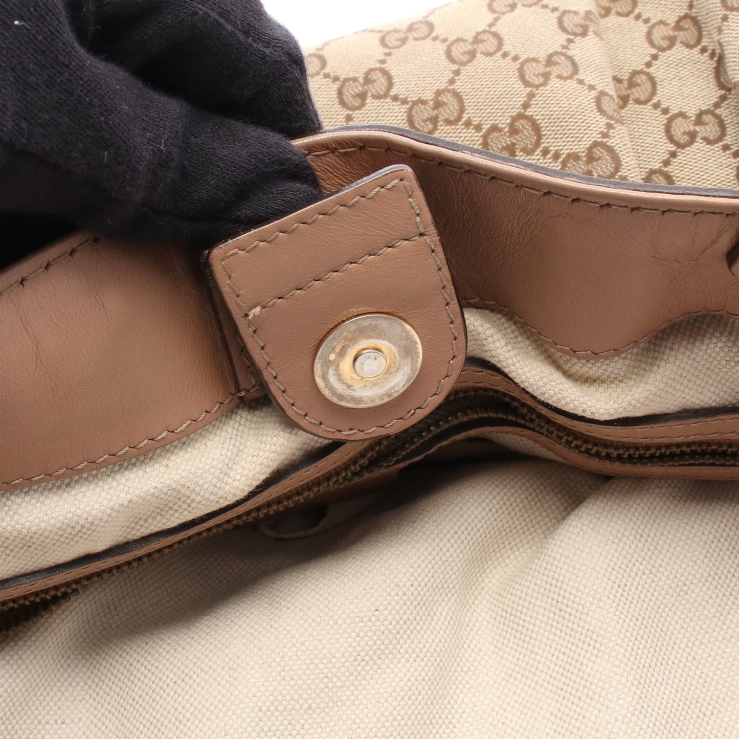 スカーレット ハンドバッグ キャンバス レザー ベージュ ブラウン ピンクベージュ グッチ バッグ GUCCI